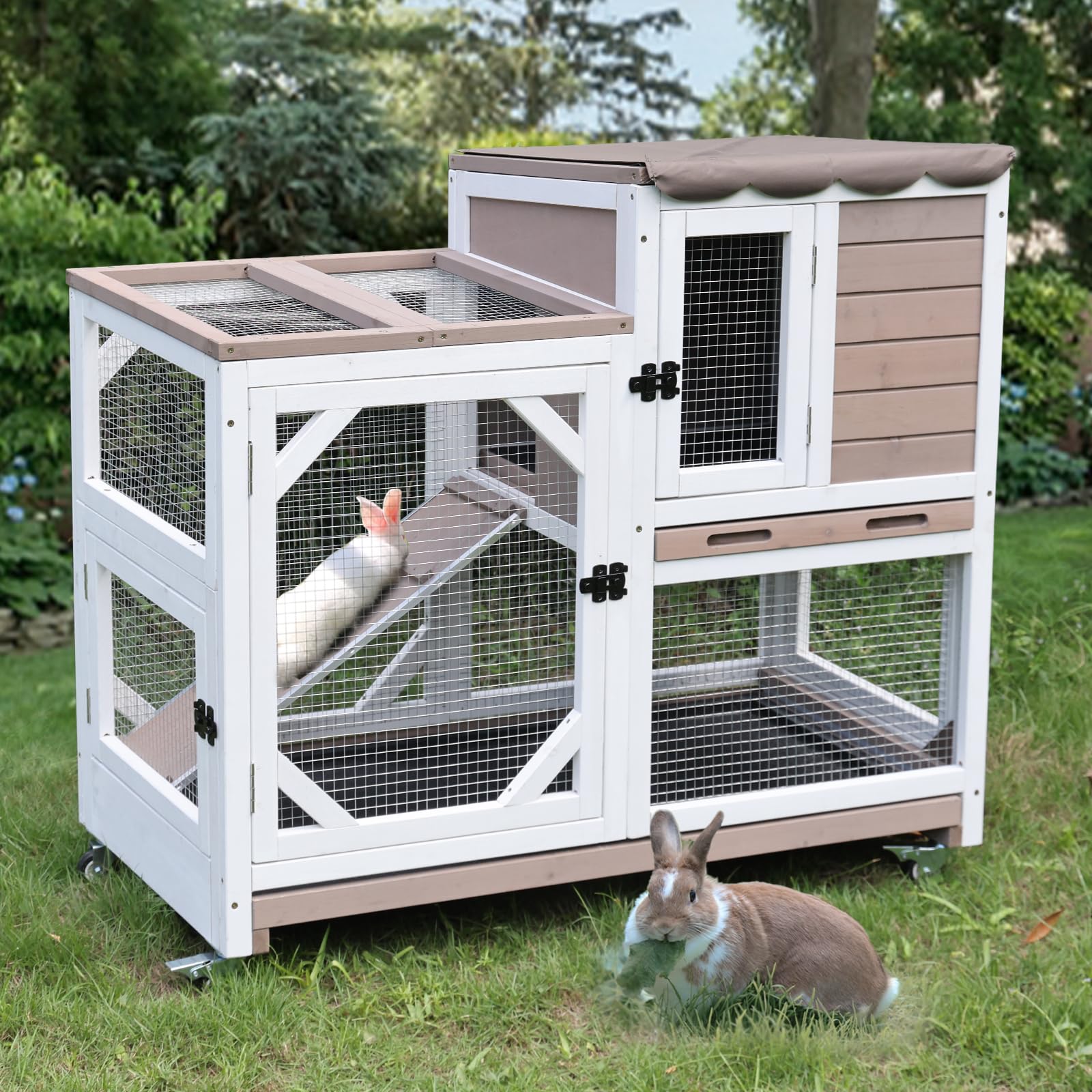 Amazon.com: Aivituvin Rabbit Cage Indoor Bunny Hutch on Wheels